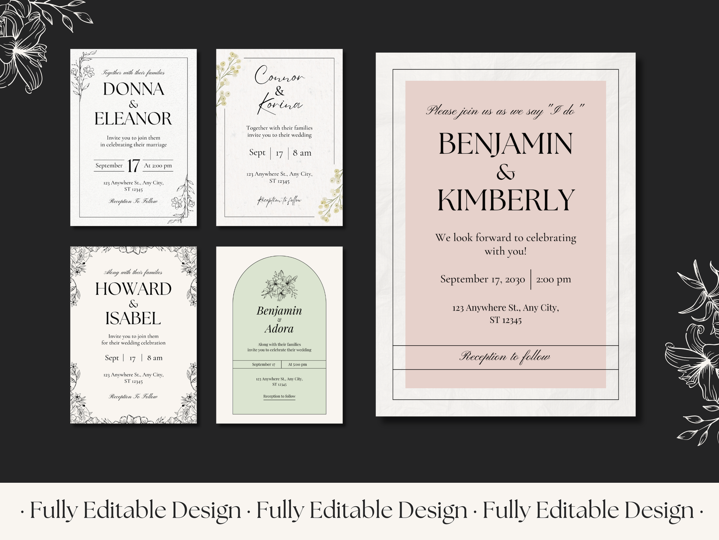 10 Wedding Invitation Templates Canva Minimalist Canva Editable  Templates Marriage Celebration Invitations Cards Templates