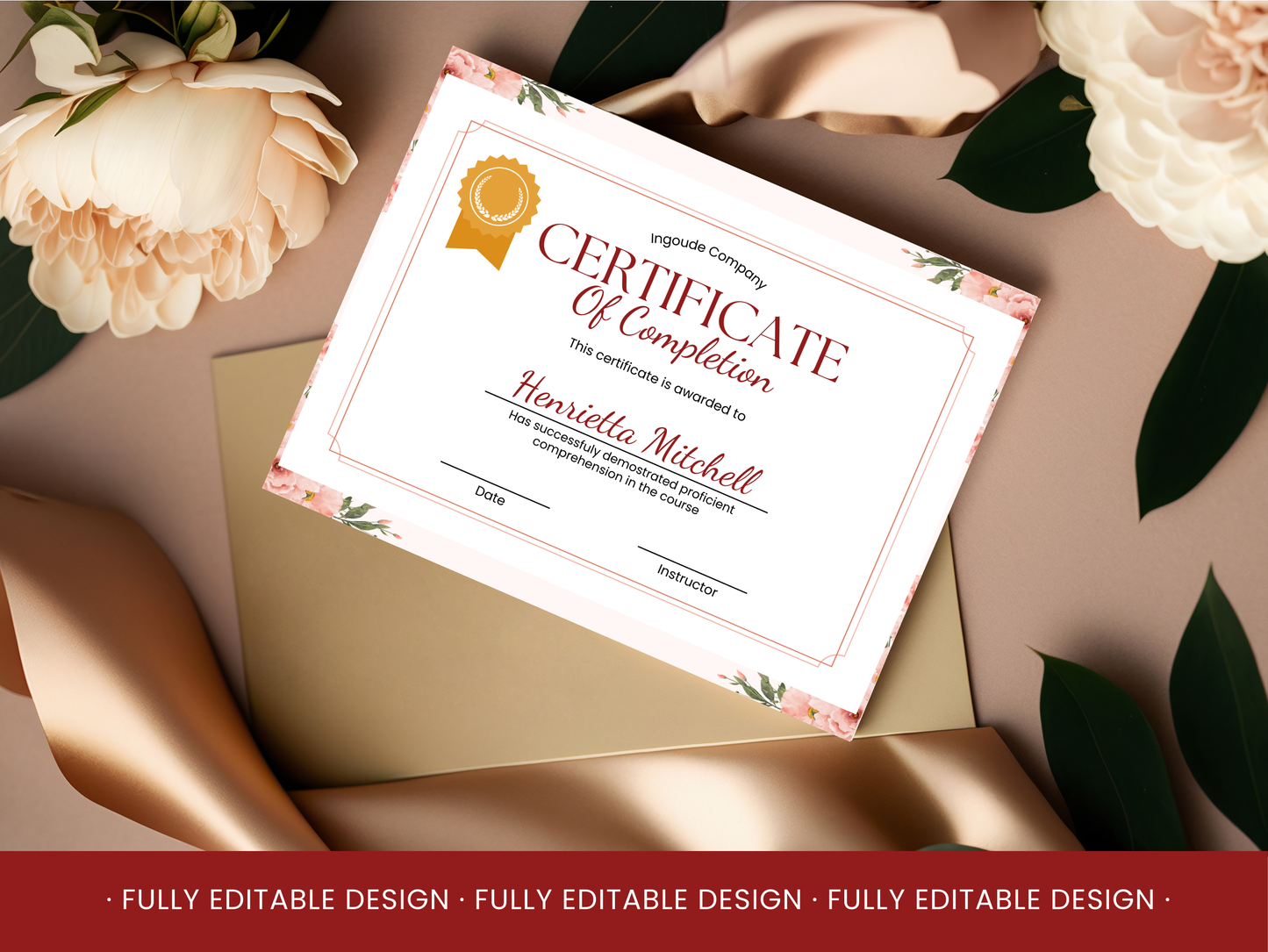 10 Completion Certificate Templates Canva Editable Certificates Templates Courses Certificates  Business Floral Design