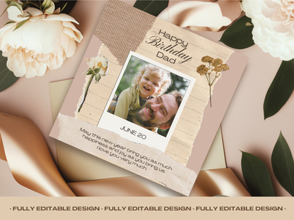 Happy Birthday Dad Template Happy Father Day Instagram Post Canva Editable Template  Happy Birthday Card  Digital Scrapbooking Kit