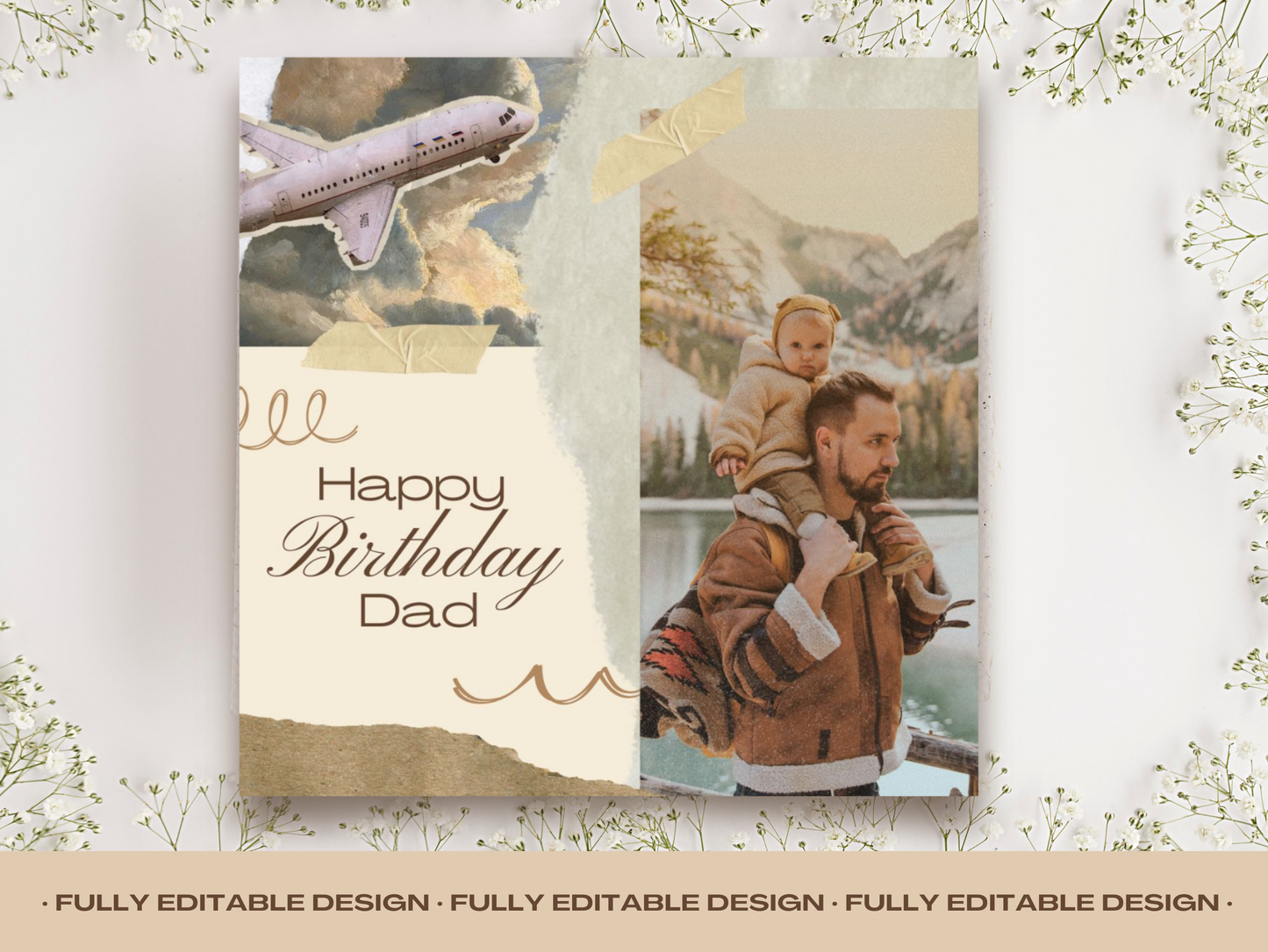 Happy Birthday Dad Template Happy Father Day Instagram Post Canva Editable Template  Happy Birthday Card  Digital Scrapbooking Kit