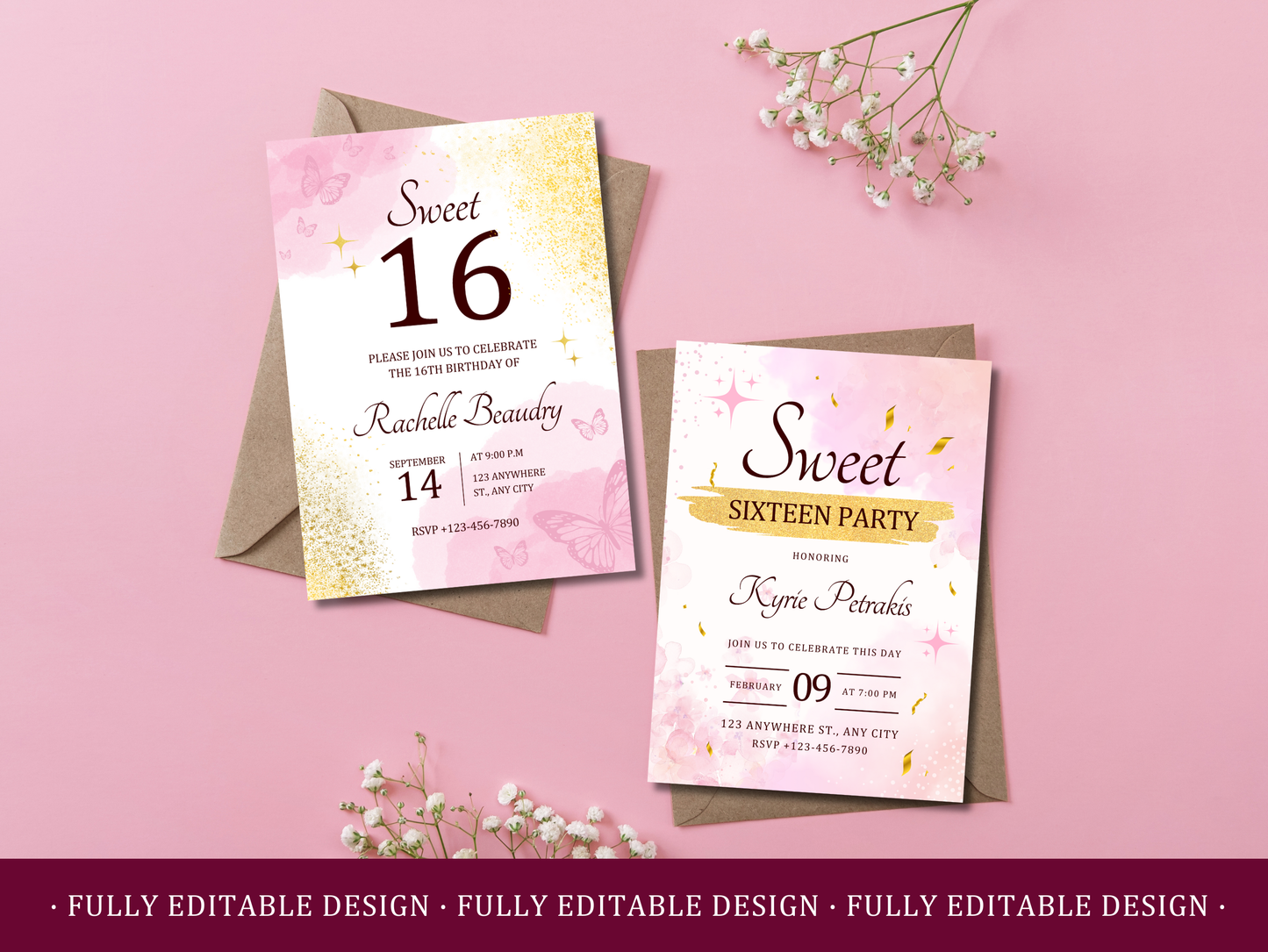 5 Sweet Sixteen Invitation Templates Canva Editable Sweet 16 Party Invitations Templates Elegant Invitation Birthday Party Templates