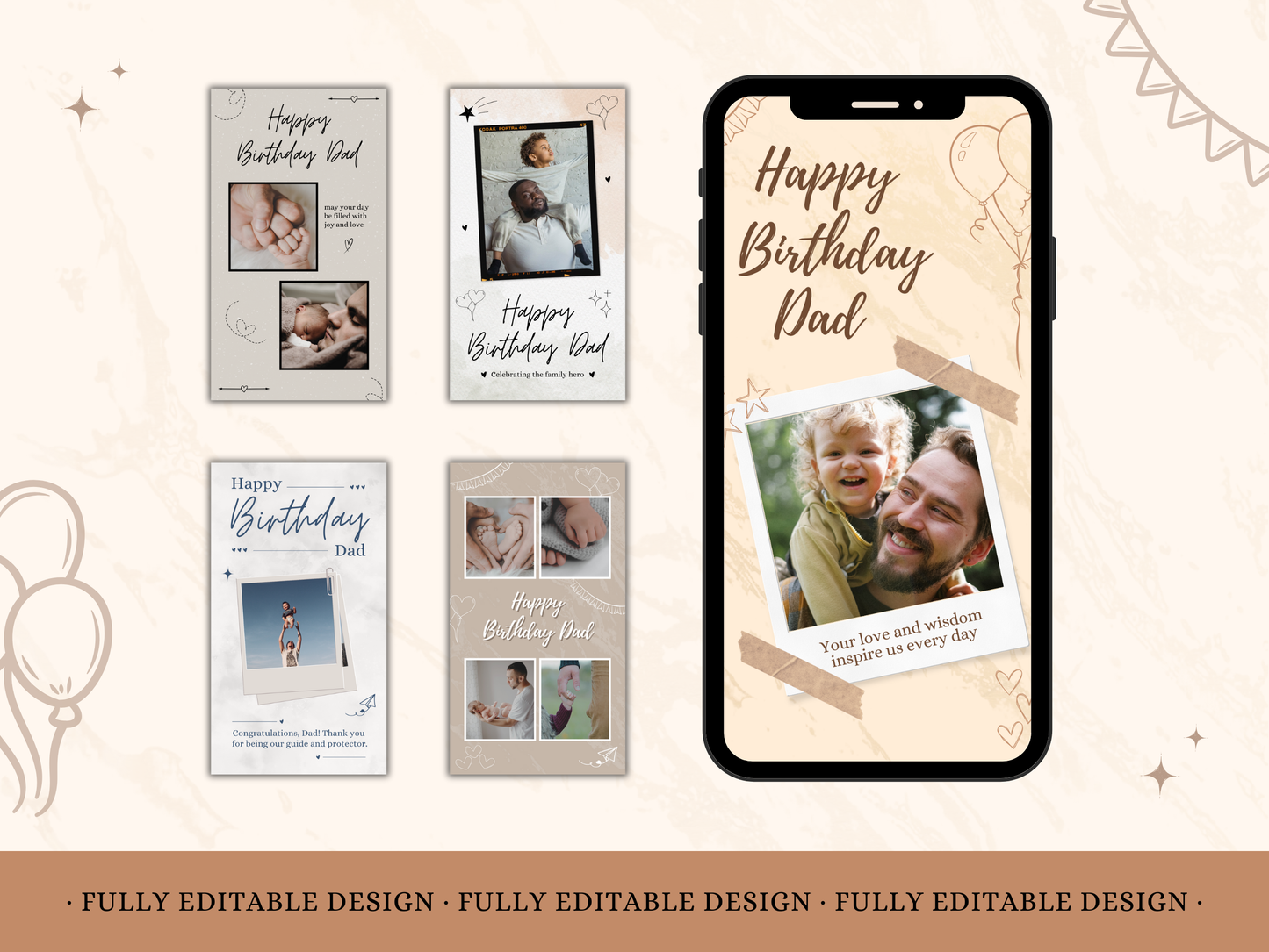 5 Happy Birthday Dad Photo Collage Templates Editable Canva Happy Birthday Photo Collage Dad Birthday Cards Fathers Birthday Collage Cards