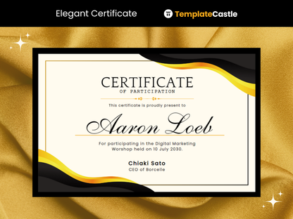 Elegant Certificate Template Canva Editable Certificate Template Elegant Participation Certificate Template