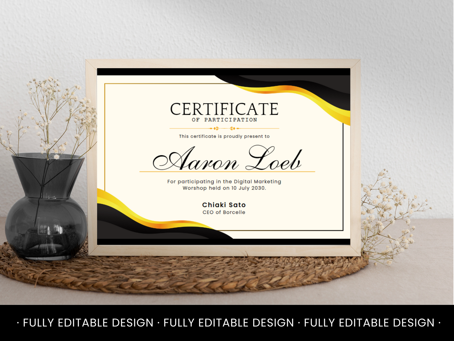 Elegant Certificate Template Canva Editable Certificate Template Elegant Participation Certificate Template