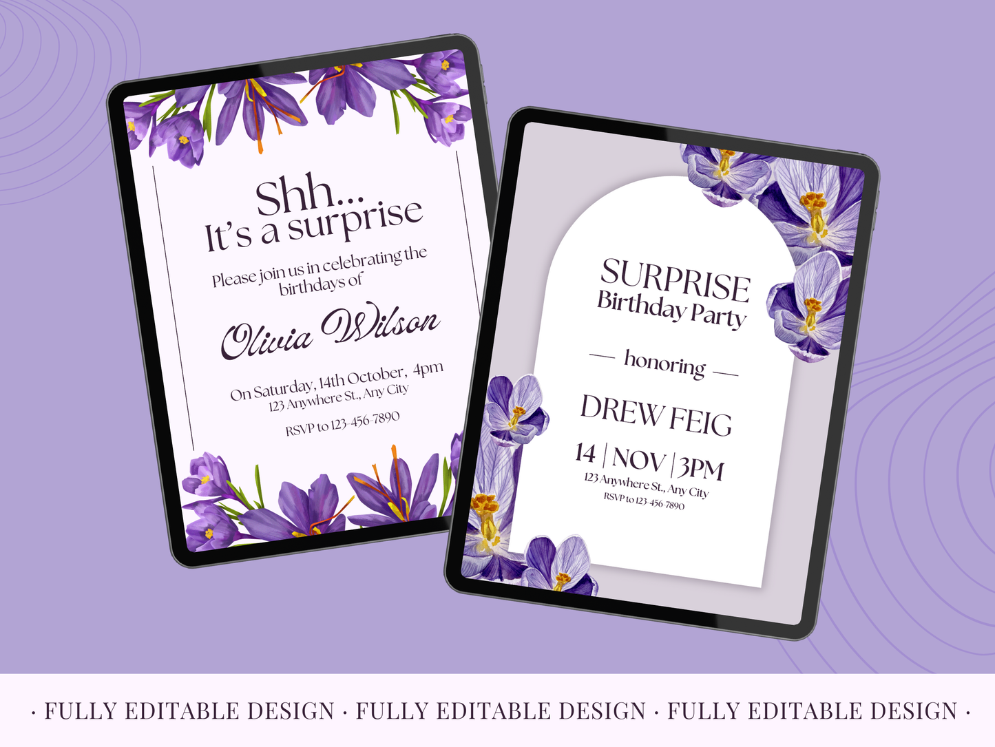 5 Birthday Surprise Party Invitations Templates Canva Editable Happy Birthday Surprise Party Celebration Floral Invitations Templates