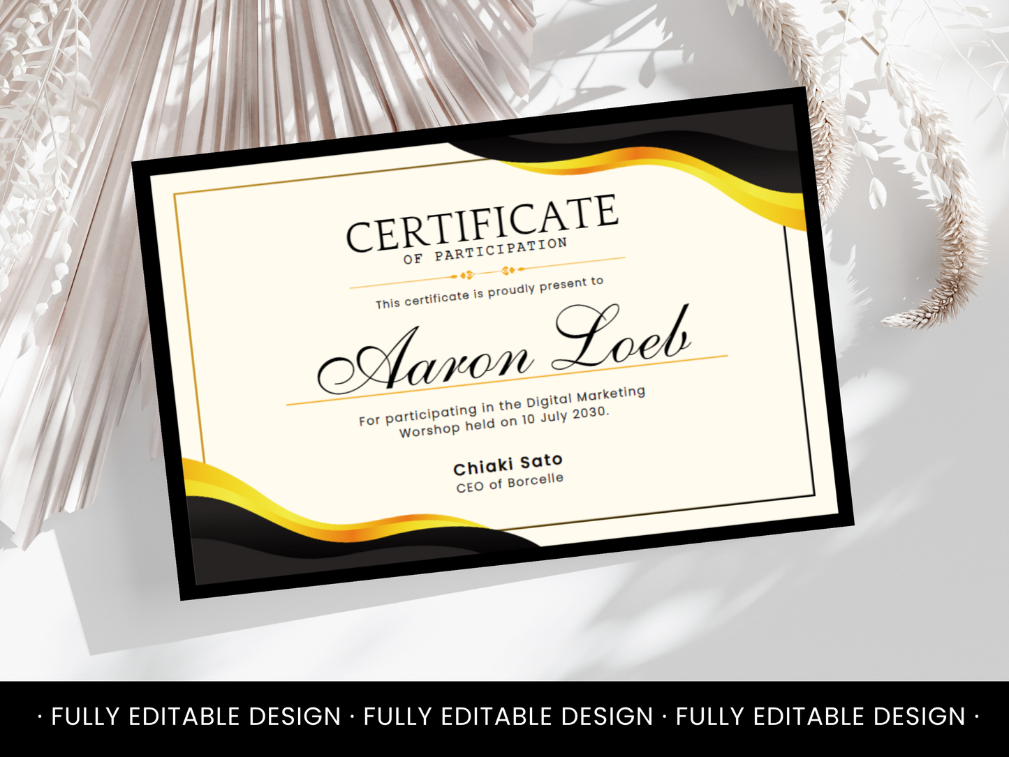 Elegant Certificate Template Canva Editable Certificate Template Elegant Participation Certificate Template