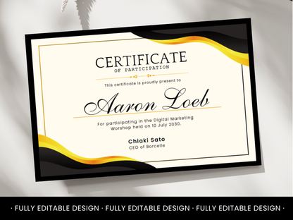 Elegant Certificate Template Canva Editable Certificate Template Elegant Participation Certificate Template