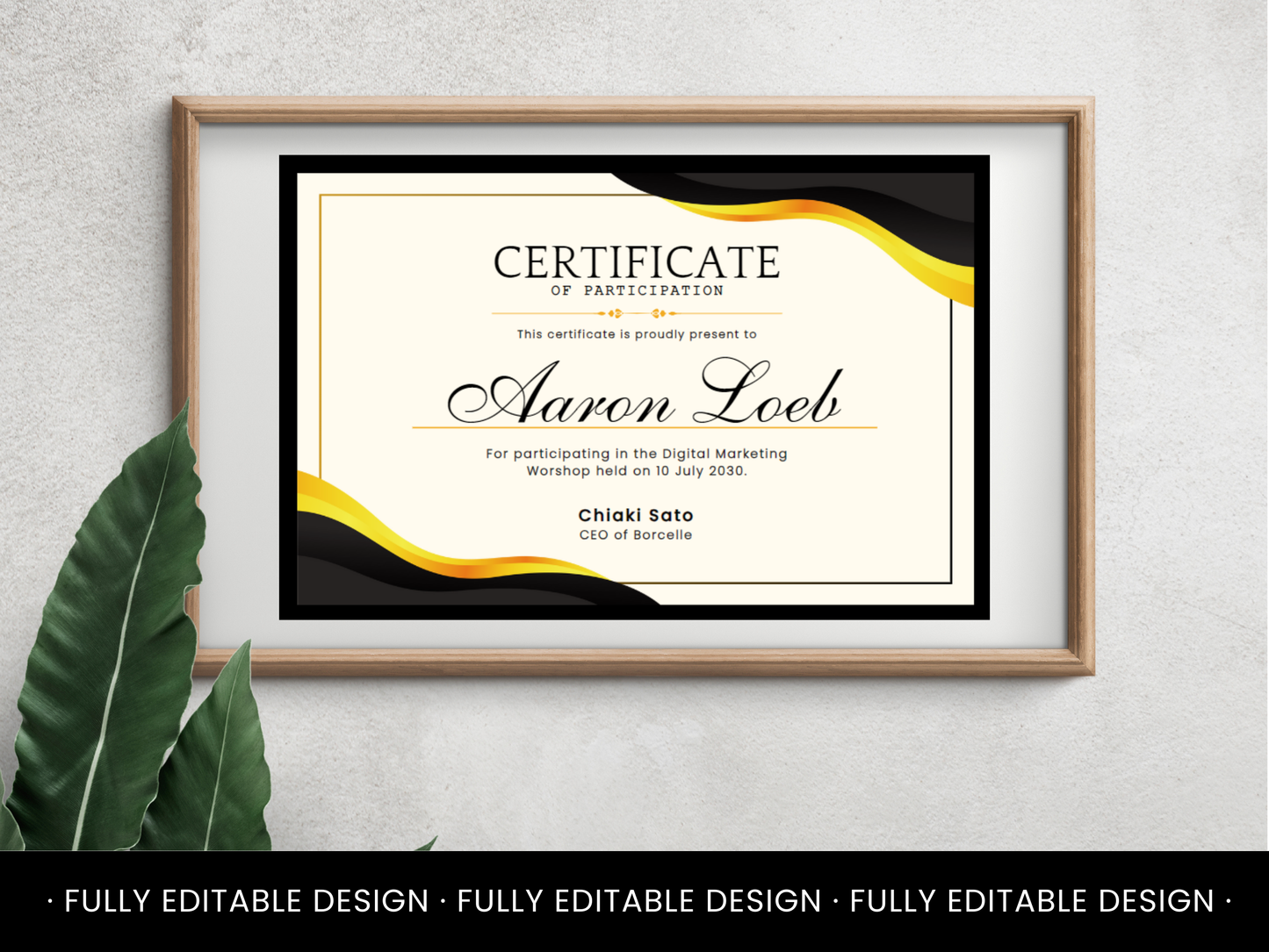 Elegant Certificate Template Canva Editable Certificate Template Elegant Participation Certificate Template