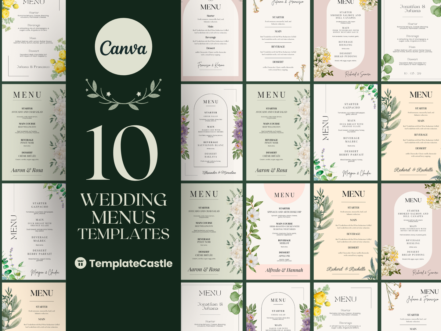 10 Elegant Wedding Menu Templates Canva Editable Wedding Menu Templates Marriage Menu Elegant Templates Wedding Food Menu