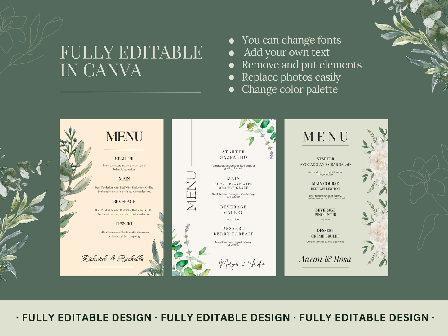 10 Elegant Wedding Menu Templates Canva Editable Wedding Menu Templates Marriage Menu Elegant Templates Wedding Food Menu