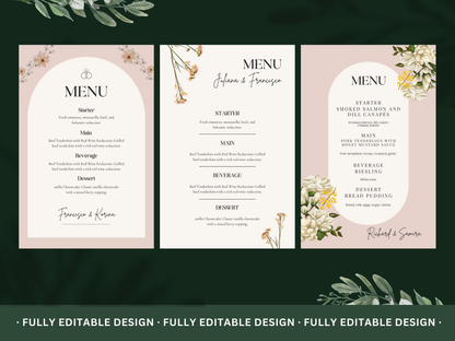 10 Elegant Wedding Menu Templates Canva Editable Wedding Menu Templates Marriage Menu Elegant Templates Wedding Food Menu