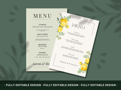 10 Elegant Wedding Menu Templates Canva Editable Wedding Menu Templates Marriage Menu Elegant Templates Wedding Food Menu