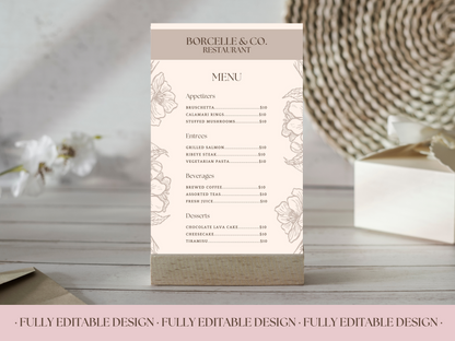 4 Elegant Menu Restaurant Templates Canva Editable Menu Templates  Minimalist Restaurants Menu Delicious Food