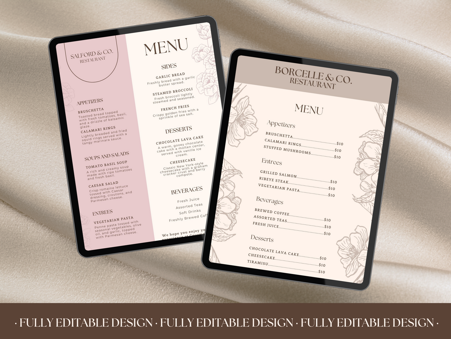 4 Elegant Menu Restaurant Templates Canva Editable Menu Templates  Minimalist Restaurants Menu Delicious Food