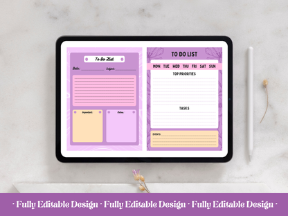 10 Organic To Do List Planners Canva  Editable Template Daily Planner Productivity Template Planner Printable Tasks Checklist