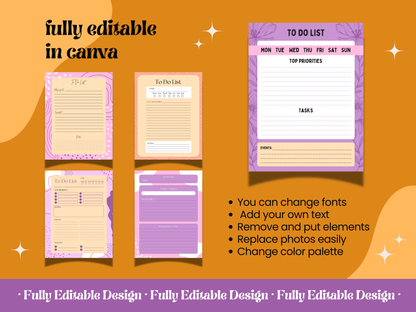 10 Organic To Do List Planners Canva  Editable Template Daily Planner Productivity Template Planner Printable Tasks Checklist